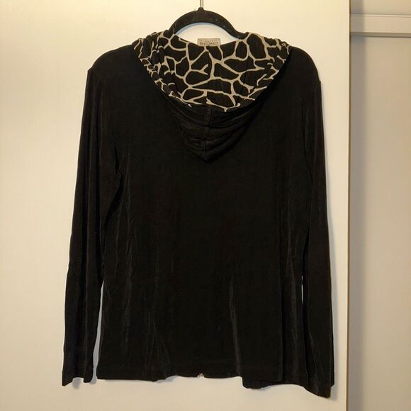 Chicos Travelers Solid Black Full Zip Jacket Giraffe Lining Size 1 (Medium) GUC - Picture 3 of 10